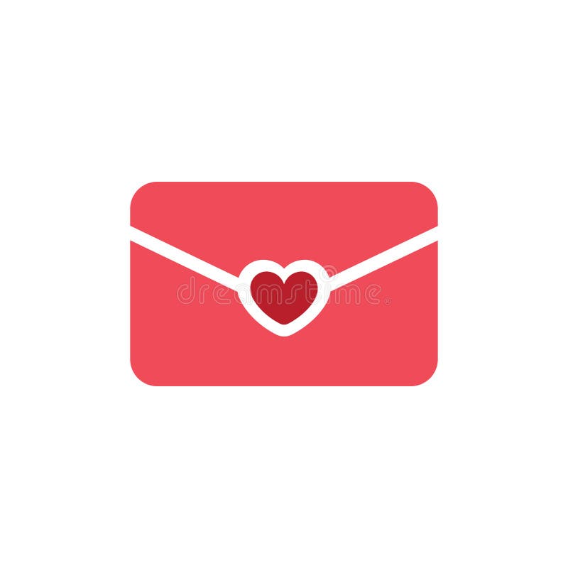 Red love letter envelope with heart in the middle logo icon design version 1