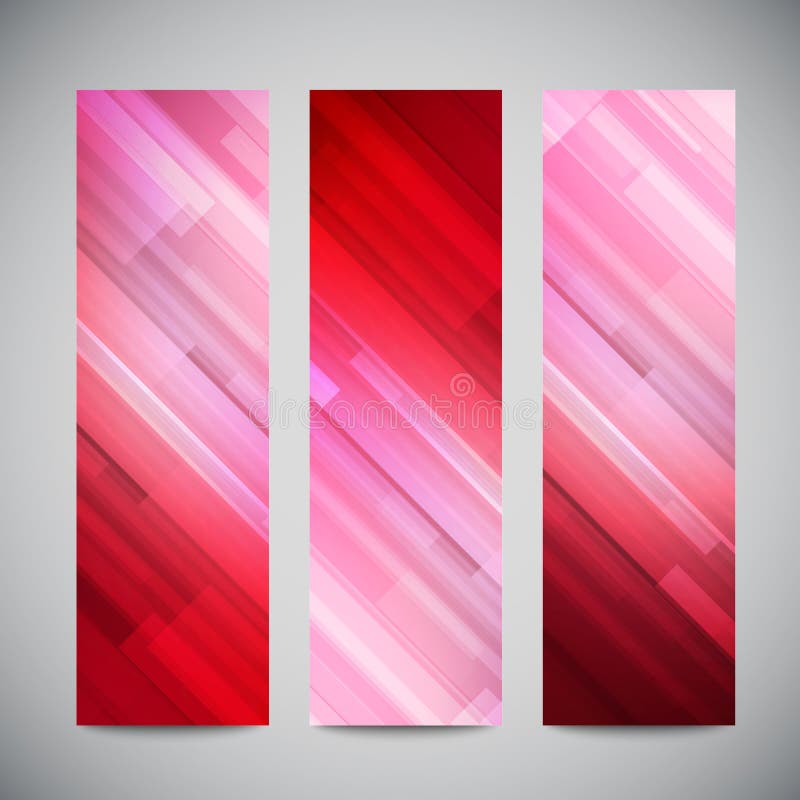 Red low poly vector vertical banners set with royalty free illustration
