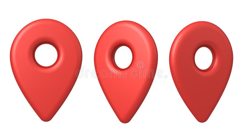 Red map pin set location pointer isolated on white background stock illustration
