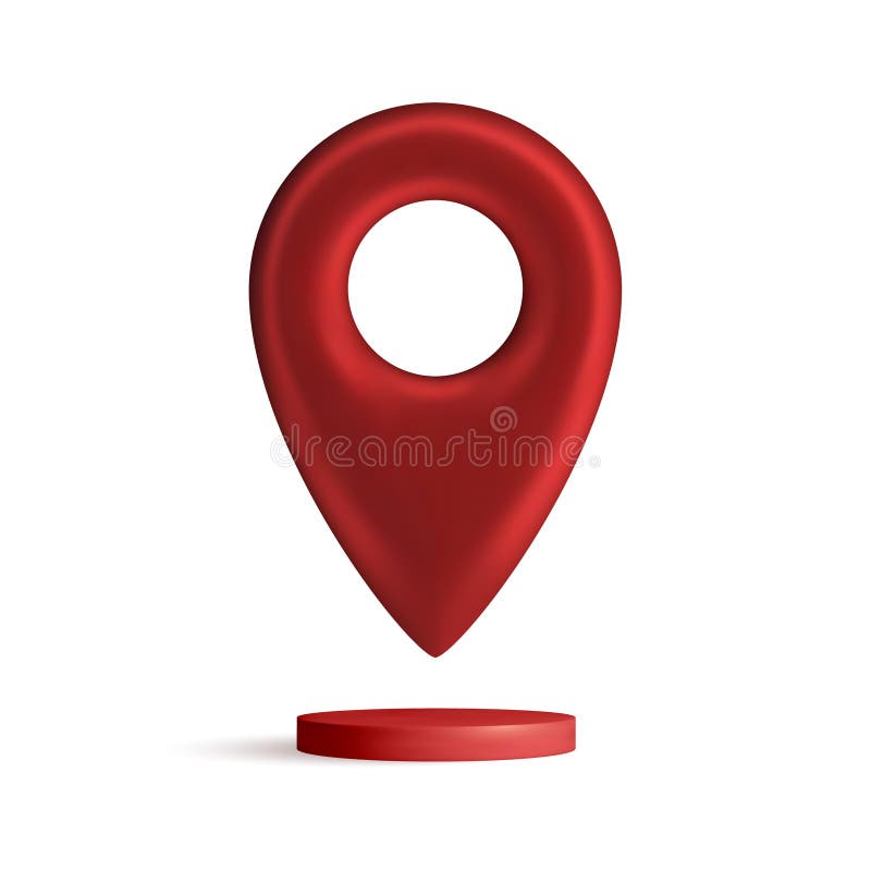 Red map pointer isolated on white background. Find address, location icon concept. GPS 3d Pointer. Vector 3d stock illustration