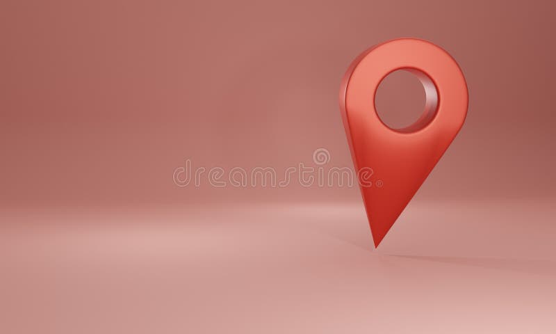 Red map pointer set Isolated on pink background. 3D rendering. 3D map pointer, symbol, position 3D rendering.