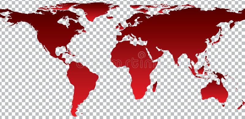 Red map of world on transparent background vector illustration Red map of world on transparent background vector illustration