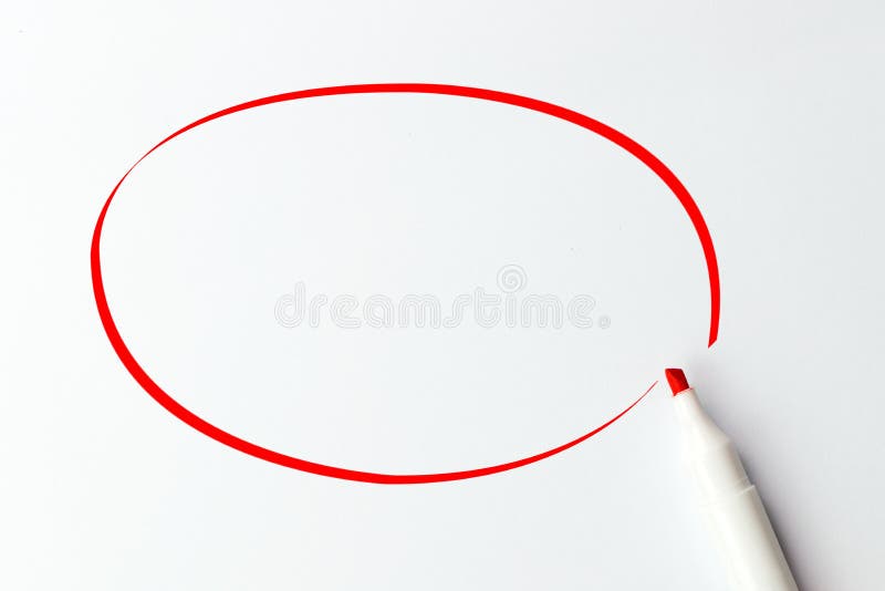 Red Marker Pen And Blank Drawing Circle Stock Photo Image of white
