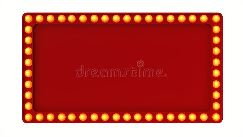 Red Marquee Light Board Sign Retro on White Background. 3d Rendering Stock  Illustration - Illustration of glow, backgrounds: 117620280