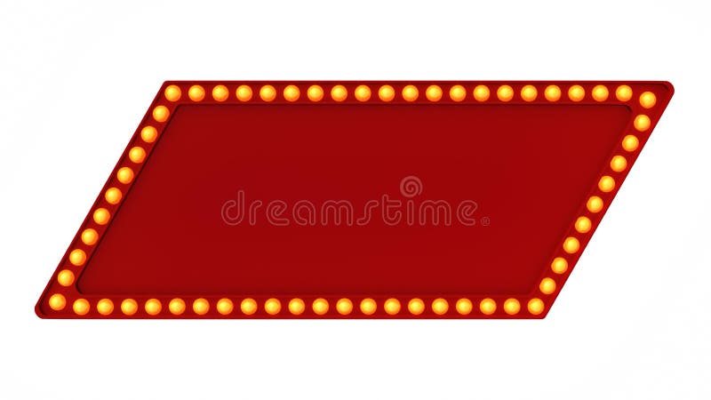 Red Marquee Light Board Sign Retro on White Background. 3d Rendering Stock  Illustration - Illustration of advertisement, bulb: 117622033