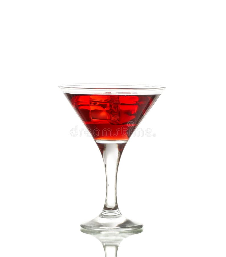 Red martini cocktail with ice cubes