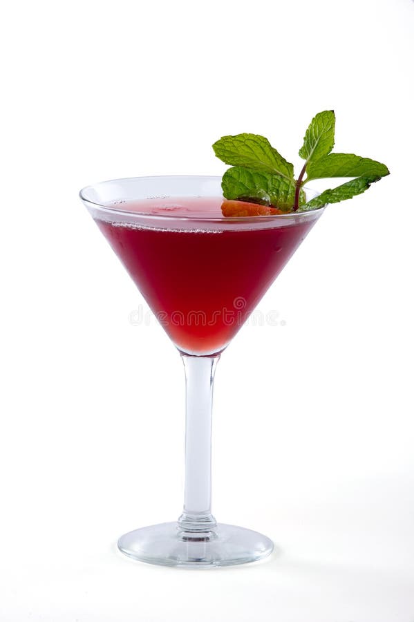 Red Martini Cocktail with Mint Garnish Stock Photo Image of vodka