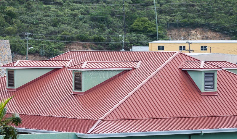 Red Metal Roof on Caribbean Building