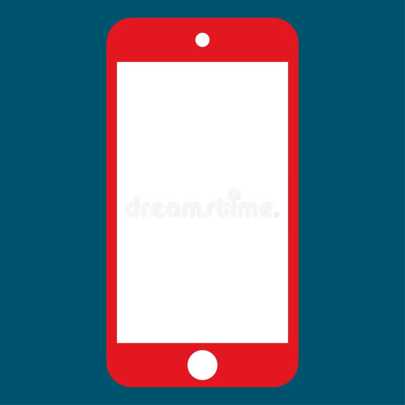Red mobile phone smartphone with white camera and menu button with white color screen. red mobile phone vector eps10. stock illustration Red mobile phone smartphone with white camera and menu button with white color screen. red mobile phone vector eps10. stock illustration