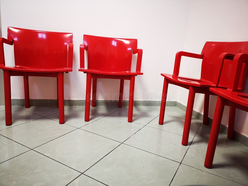 Red Modern Chairs in Waiting Room Stock Image Image of time, bench