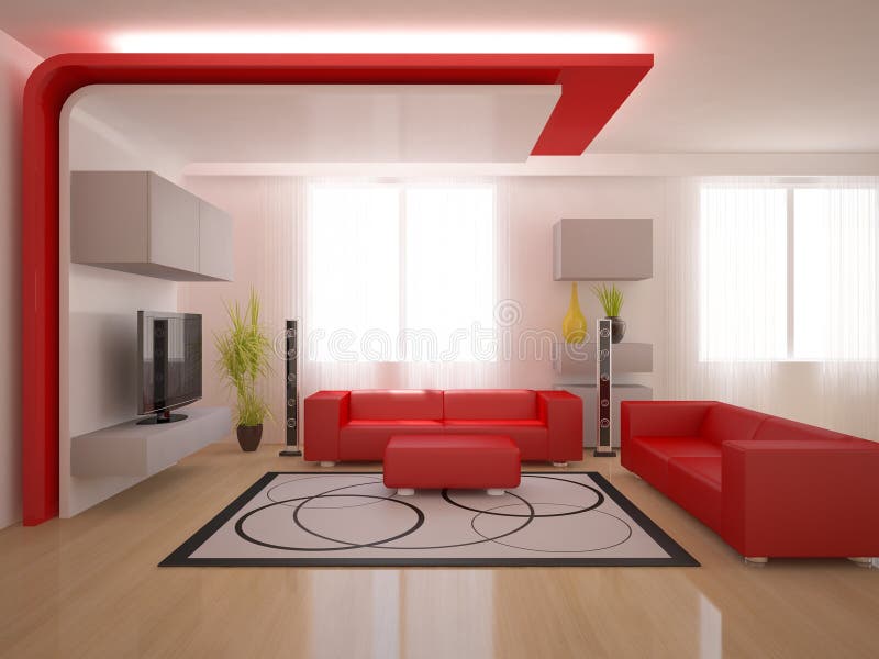 Red modern design interior