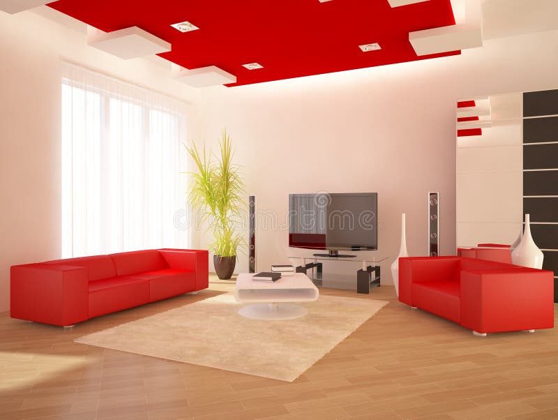 Red modern interior
