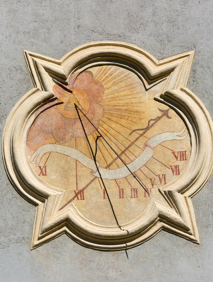 Red Monastery, sundial on facade of bell tower, Slovakia