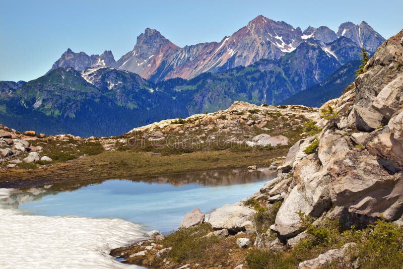 Red Mountains Blue Snow Pool Washington