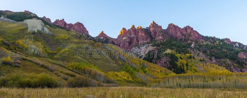 Red Mountains near Maroon Bells Sunrise Aspen Colorado