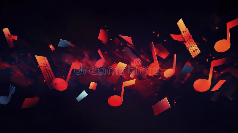 Red musical explosion with dynamic abstract patterns vector illustration