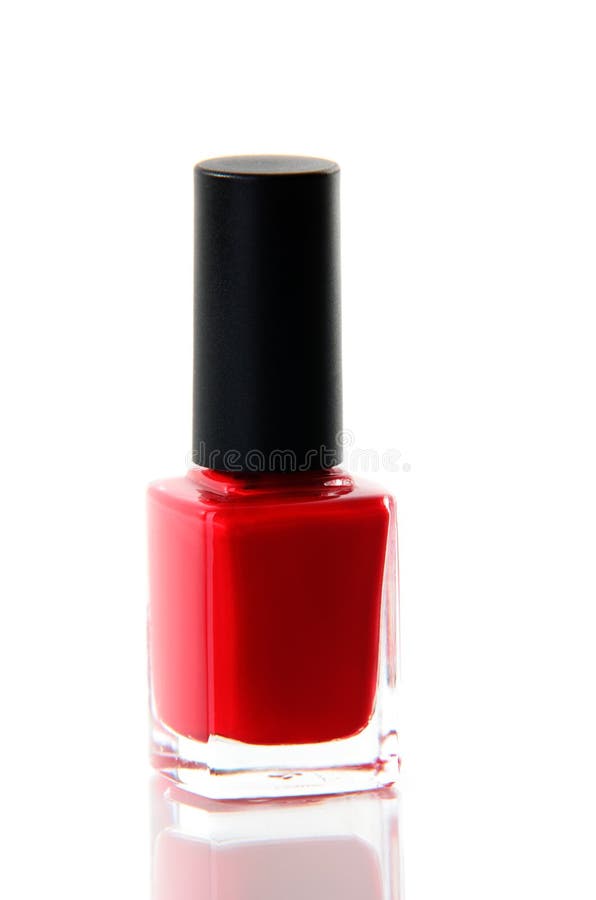 Red Nail Polish Bottle Over White Stock Photo Image of polish, makeup 32053786