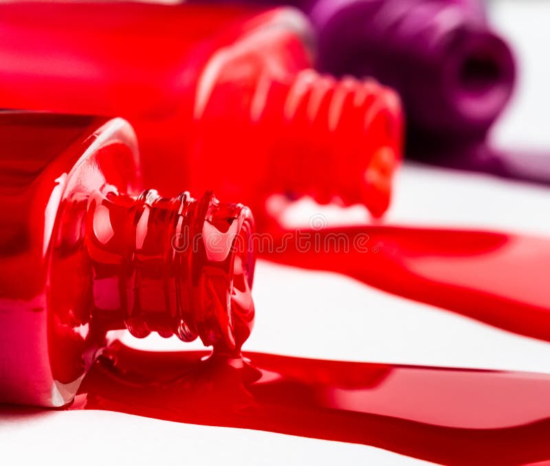 Red nail polish bottle stock image. Image of varnish 240985255