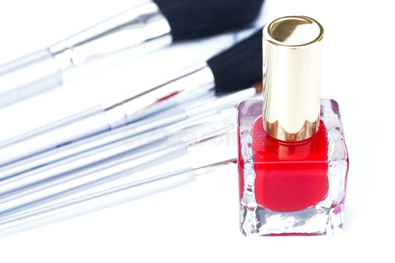 Red Nail Polish And Brushes Stock Image Image of manicure, elegance