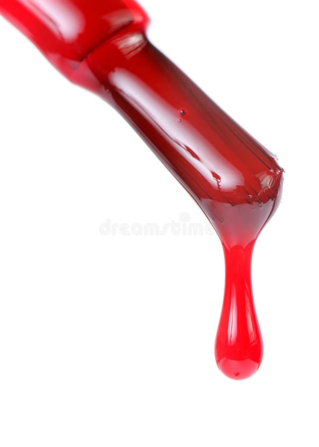 Dripping Red Nail Polish on White Background