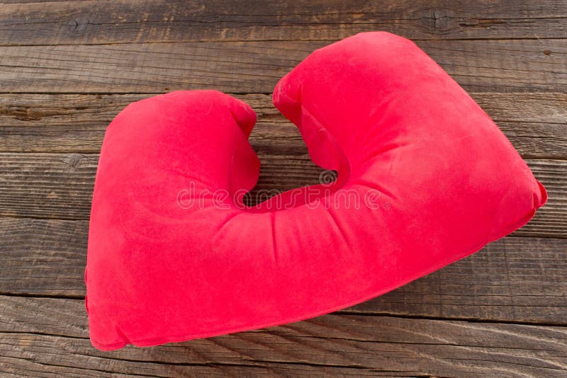 Red Neck Pillow on Wooden Background Stock Image Image of rest