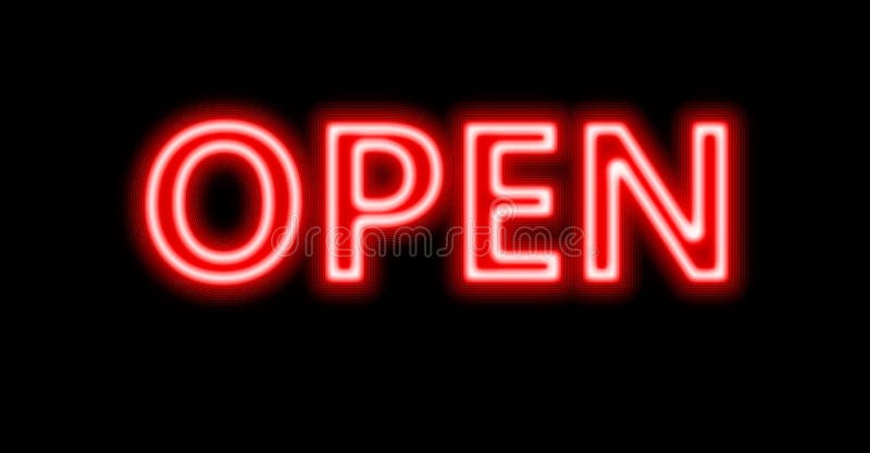 bureau Majestueus Riskeren Neon red open sign stock illustration. Illustration of window - 109924926