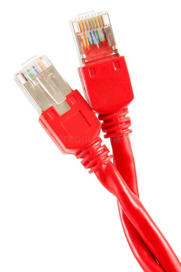Red network cable stock image