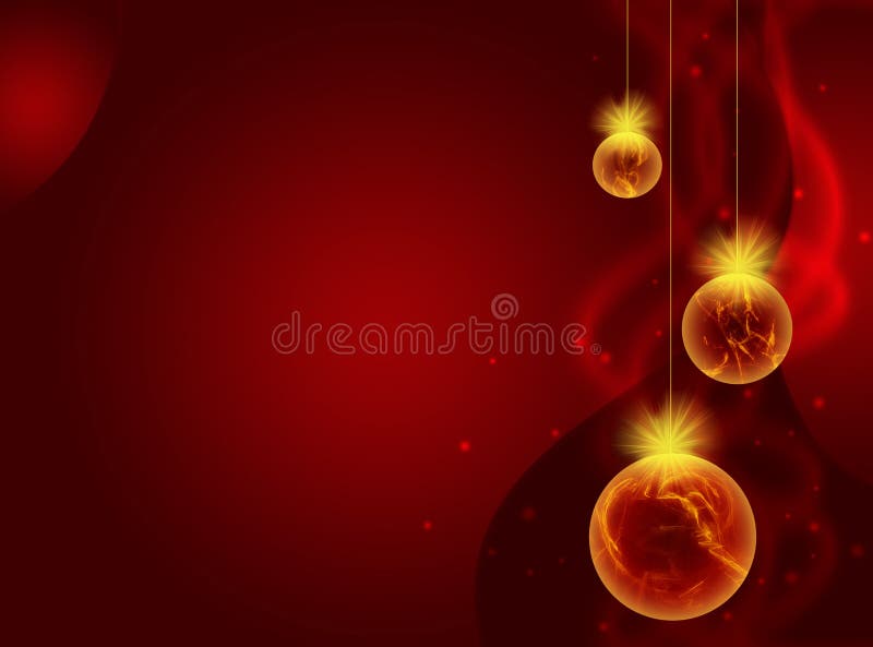 Red New Year background with Christmas balls