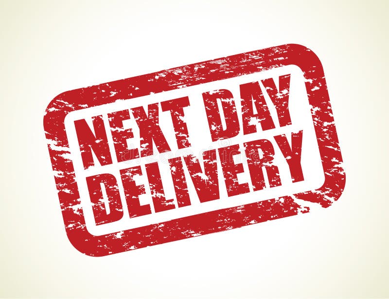 A red next day delivery stamp