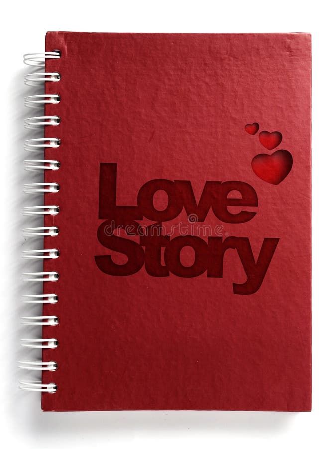 Red notebook with text love story stock image Red notebook with text love story stock image