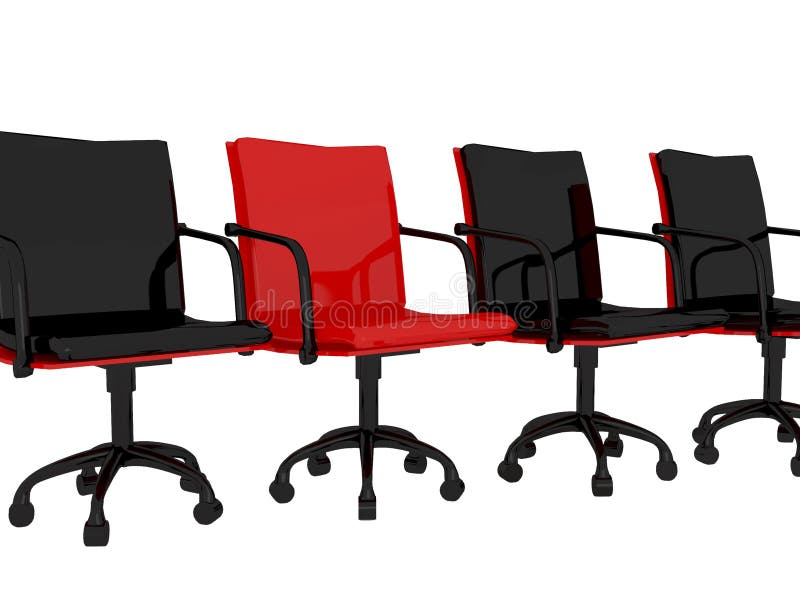 Red office armchairs, isolated