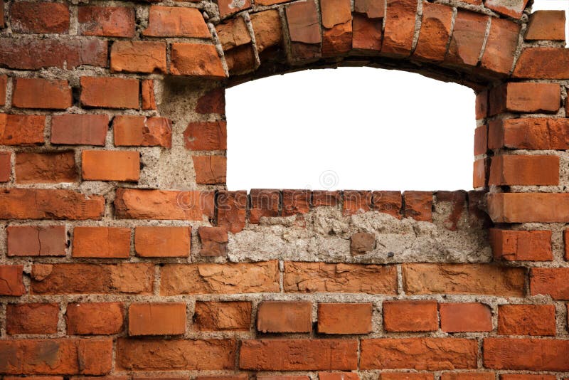 Red old brick framework with white.