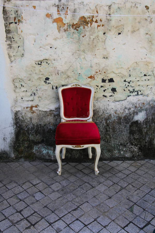Red old chair stock photo. Image of street, chair, stone 22609576