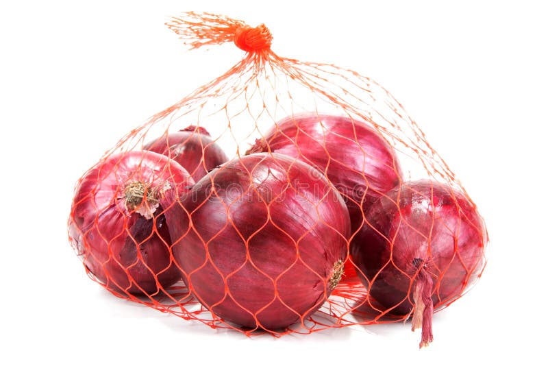 Red onion in packing from red net