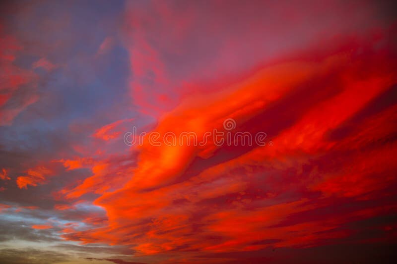 Red or Orange Clouds at Sunset. Cloudscape Background Photo Stock Photo