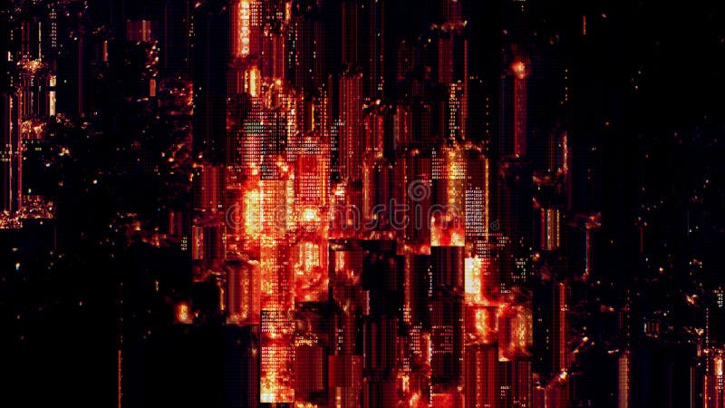 Red Orange Colorful Glitch Blocks with Hexadecimal Code royalty free illustration