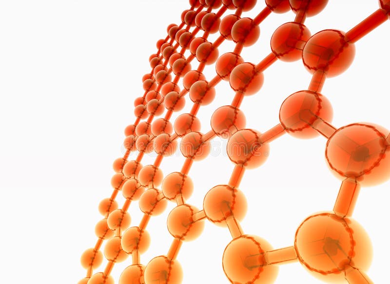 Red-orange glossy molecular structure on white royalty free illustration