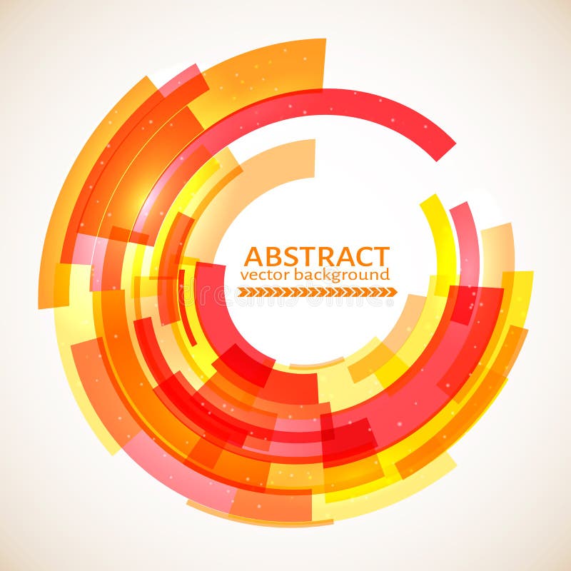 Red, orange and yellow abstract circle background. Technology background. Design template for your projects. Vector illustration