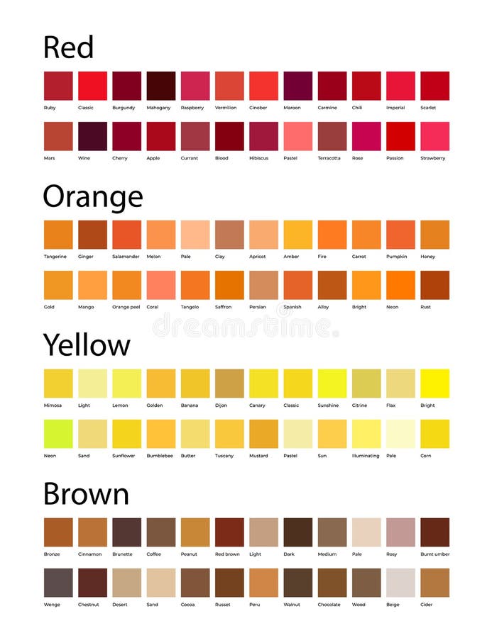 Shades Orange Color Chart Stock Illustrations – 103 Shades Orange