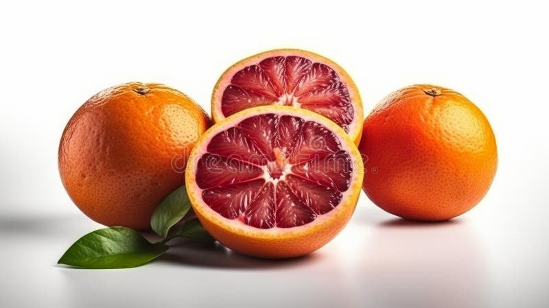 Red oranges isolated on white background. Generative AI vector illustration