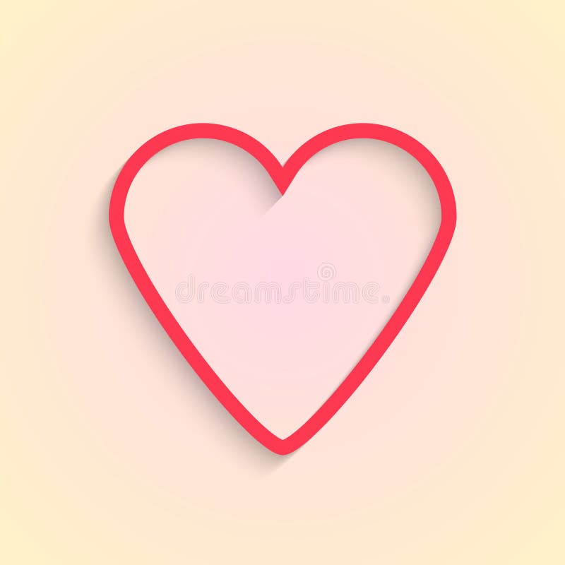 Red Outline Heart Isolated on Cream Background Stock Vector
