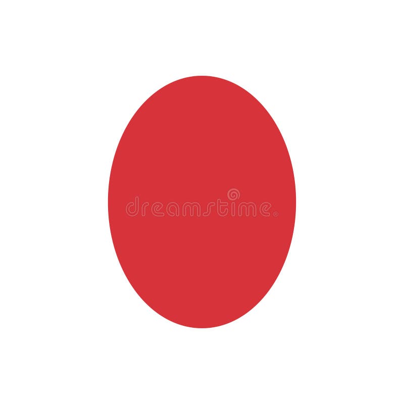 Red Oval Basic Simple Shapes Isolated on White Background, Geometric