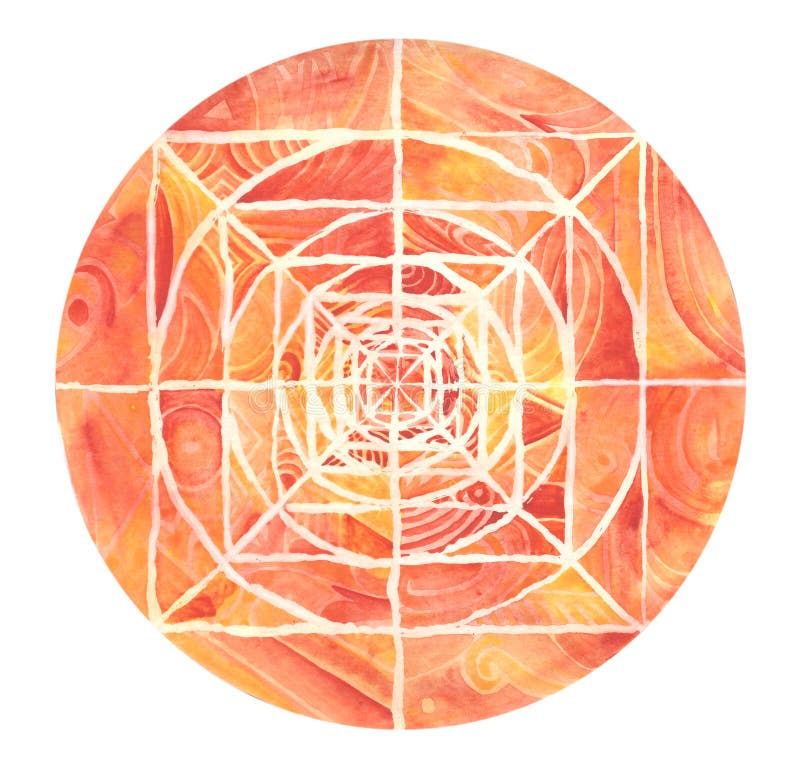 Red painted mandala vector illustration