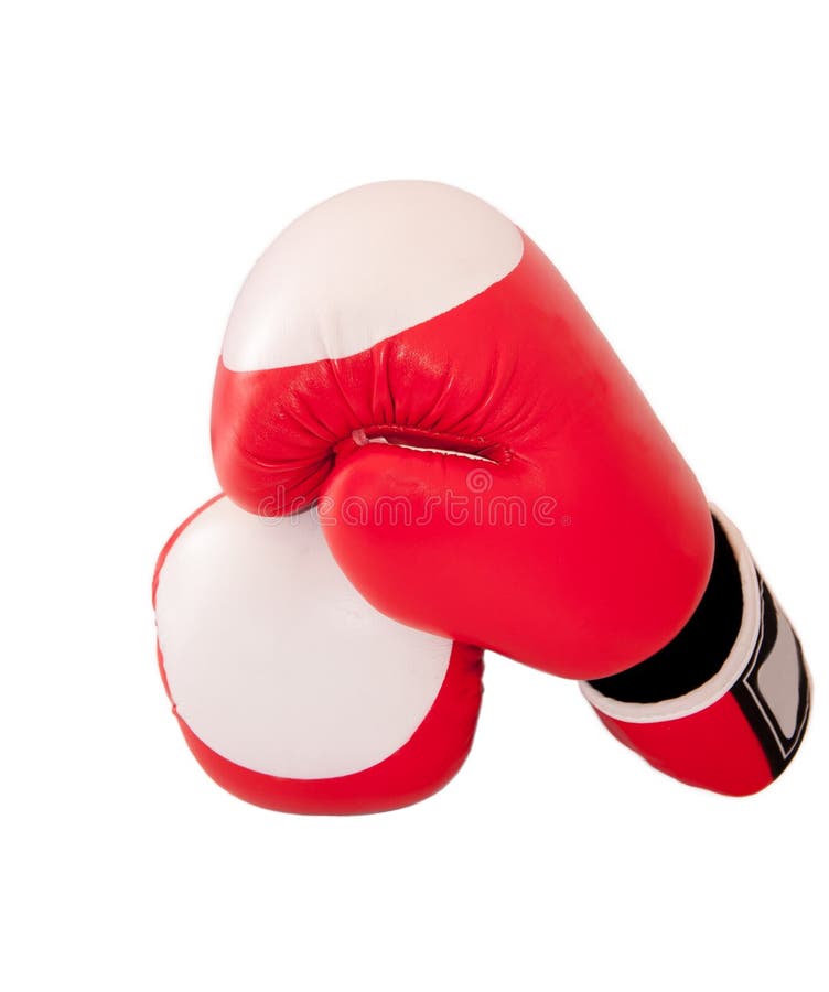 Red Pair of Boxinggloves Isolated on White Background. Stock Image