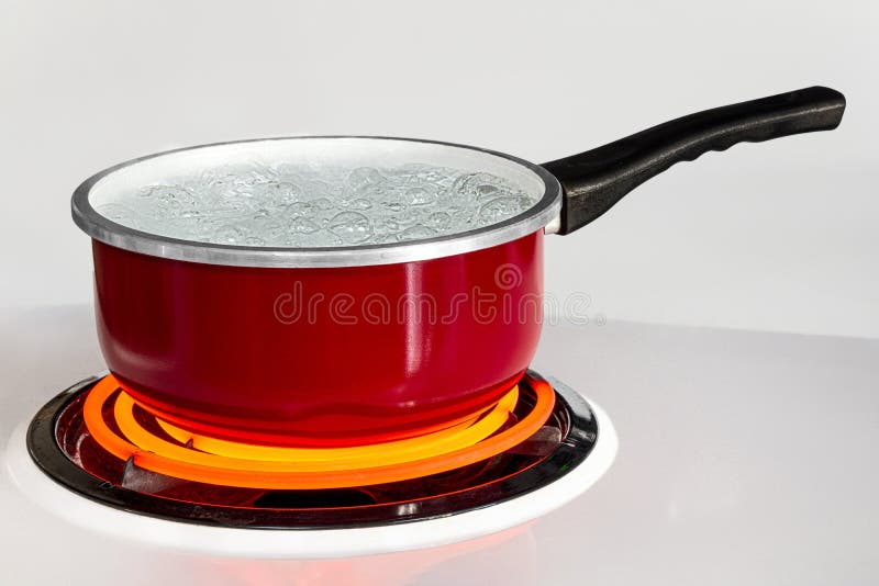 Red Pan With Boiling Water