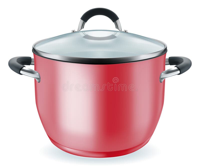 Red pan stock vector. Illustration of shiny, design, saucepan - 48661488