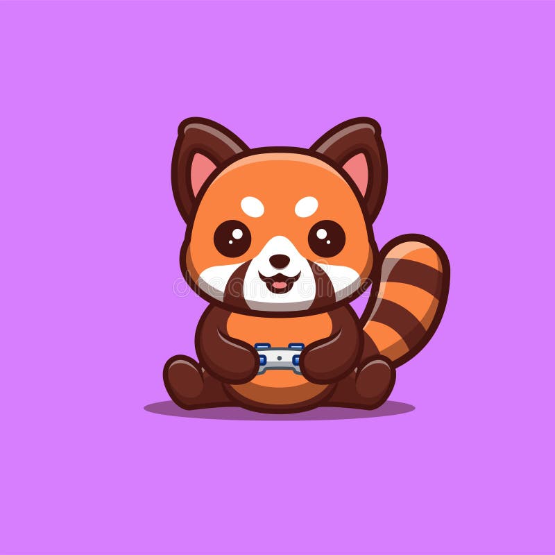 Red Panda Sitting Gaming Cute Creative Kawaii Cartoon Mascot Logo Stock ...