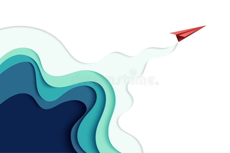 01.Red paper airplane on paper art abstract background landing page