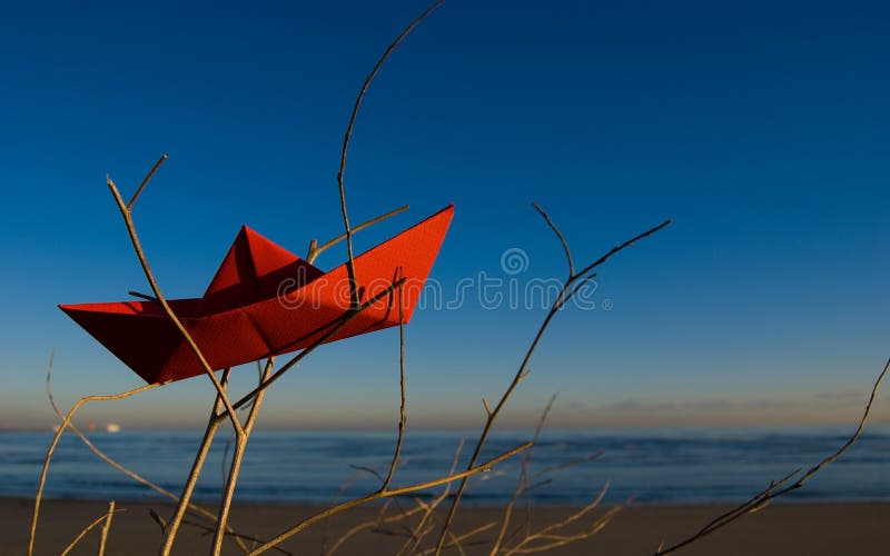 Red paper boat