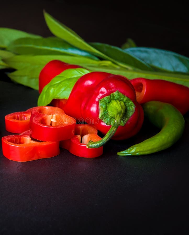 Red Paprika Pepper on a Dark Backgound Stock Photo Image of paprika